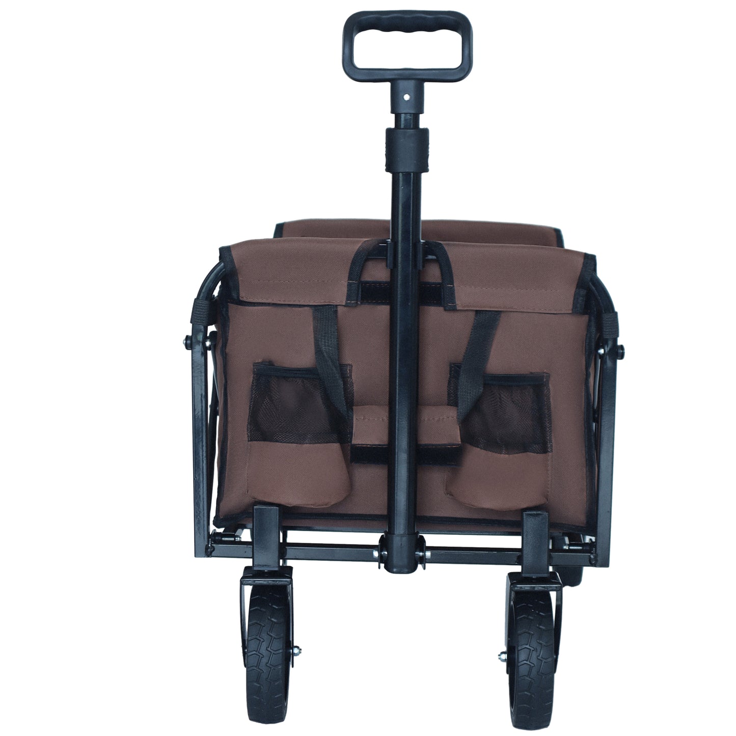 Expandable Dual-Layer Utility Wagon with 100% Extra Space - Grocery Cart for Camping, Shopping, Sports, Gardening, Fishing, Supports 225lbs, Brown -Does not support self pick up
